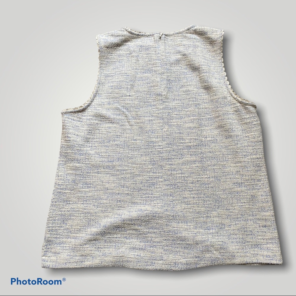 J. Crew Textured Blue & White Scalloped Tank-XL - Picture 9 of 12